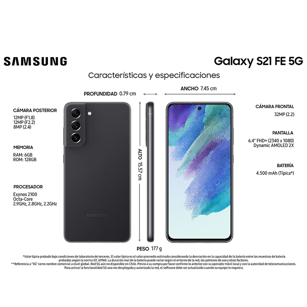 Celular Samsung Galaxy S21 FE 5G 128GB 6,4" Graphite Liberado