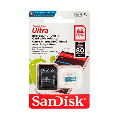 Tarjeta Micro SD Sandisk 64GB con Adaptador