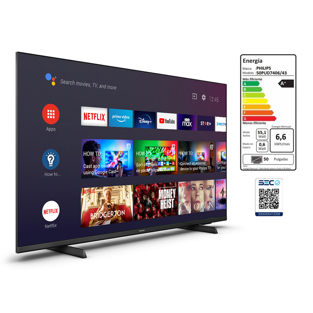 LED 50” Philips 50PUD7406 Android Smart TV 4K UHD