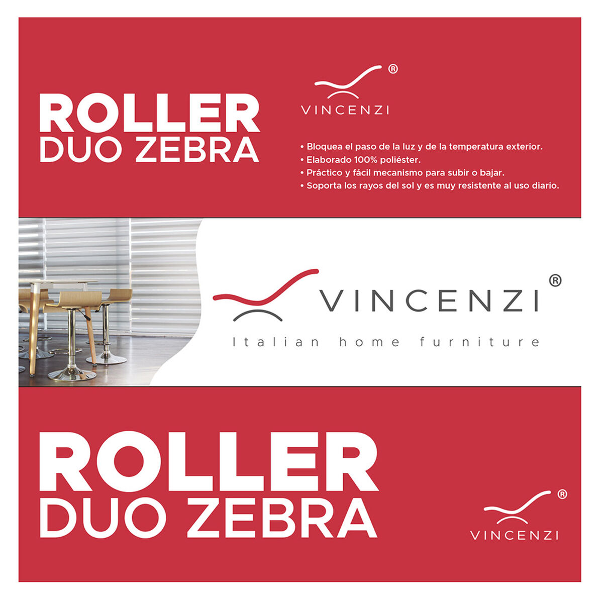 Cortina Roller Duo Vincenzi Gris 140 x 240 cm