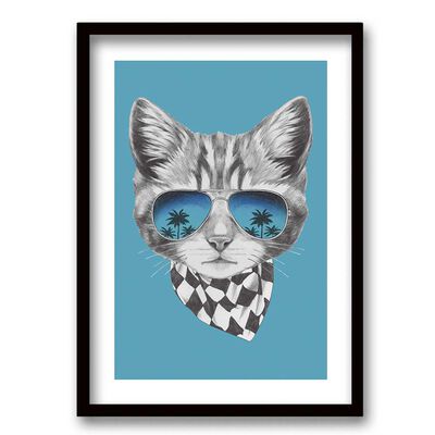 Cuadro Decorativo Retela Cat Glasses 40 x 30 cm