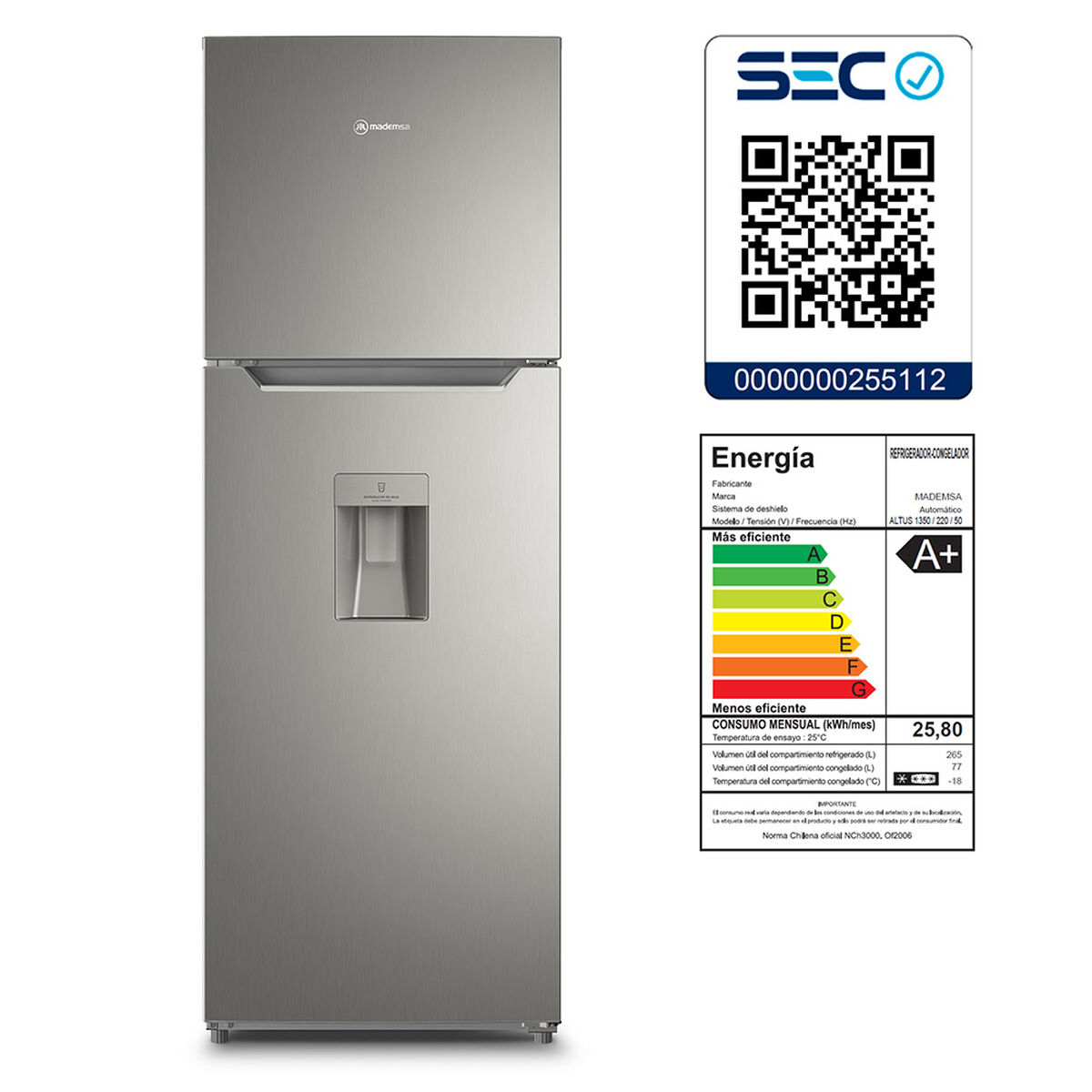 Refrigerador No Frost Mademsa Altus 1350W 342 lts.