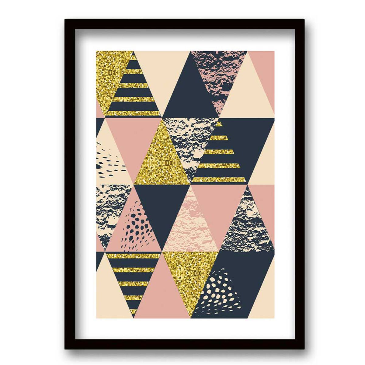 Cuadro Decorativo Retela Pink Gold Triangles 40 x 30 cm