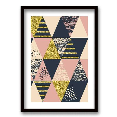 Cuadro Decorativo Retela Pink Gold Triangles 40 x 30 cm