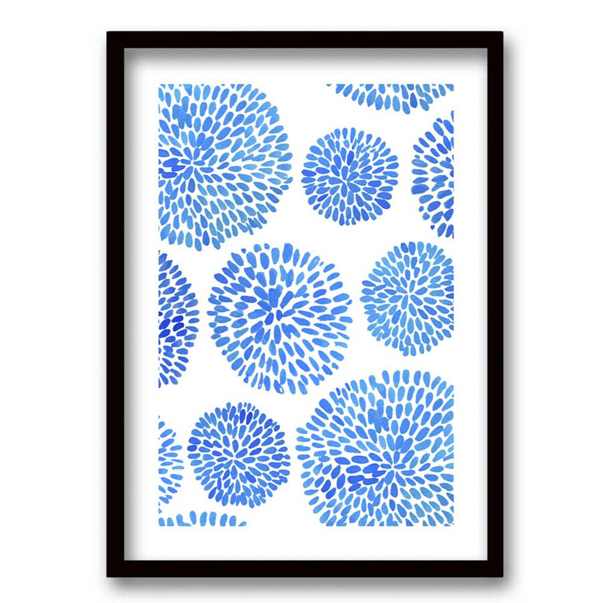 Cuadro Decorativo Retela Flores Azul Acuarela 40 x 30 cm