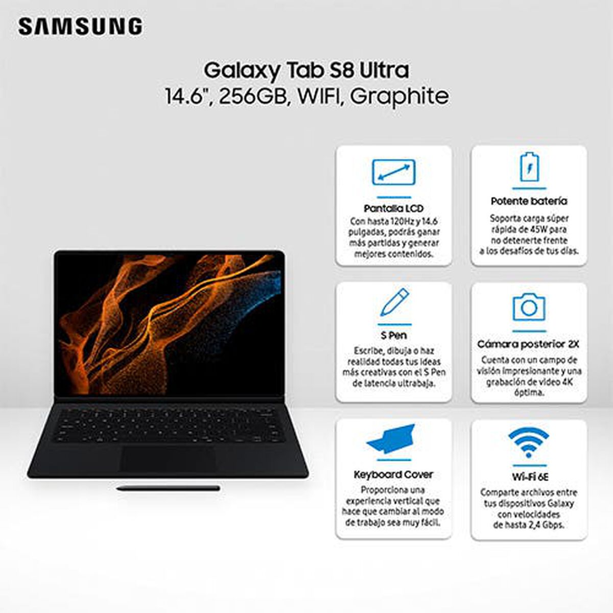 Tablet Samsung Galaxy Tab S8 Ultra Octa-Core 12GB 256GB 14,6" Graphite + Keyboard