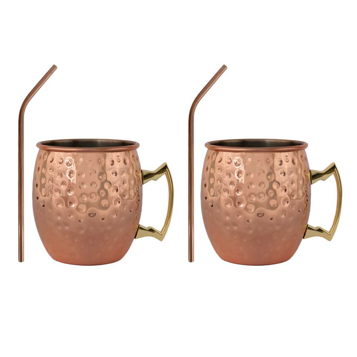 Set 2 Vasos Moscow Mule Mug Simplit Cobre + Bombillas 550 ml