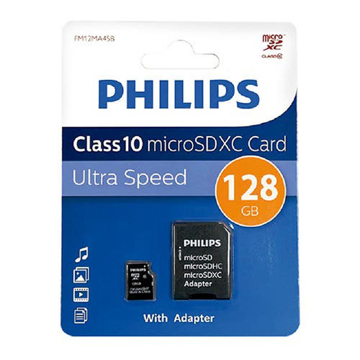 Tarjeta Micro SD XC Philips 128GB 50MB/s Negra