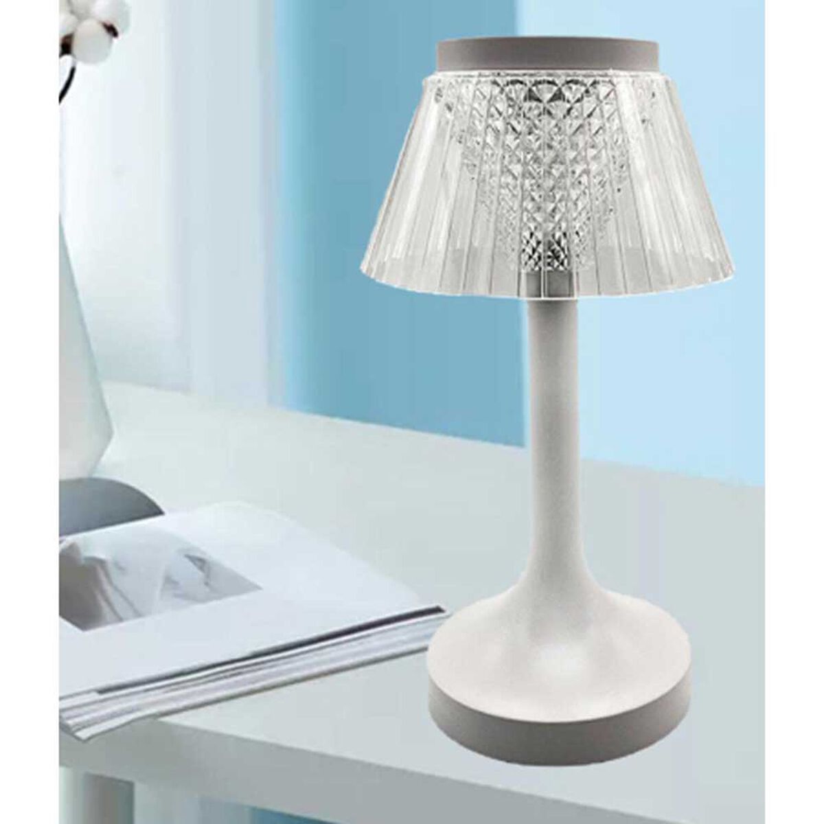 Lámpara de Mesa Metal Vgo Recargable con sensor  23 cm Blanco
