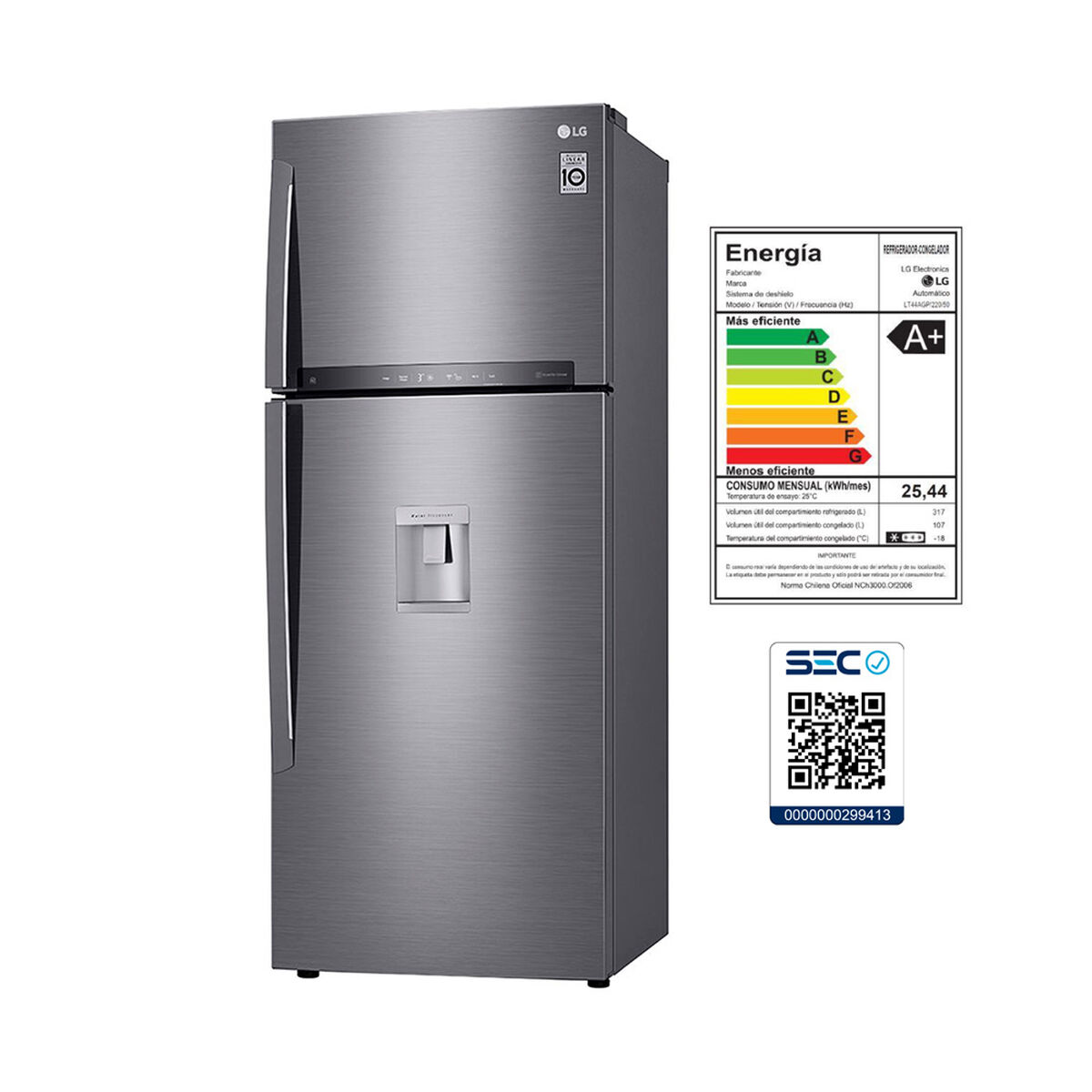 Refrigerador No Frost LG LT44AGP 424 lts.