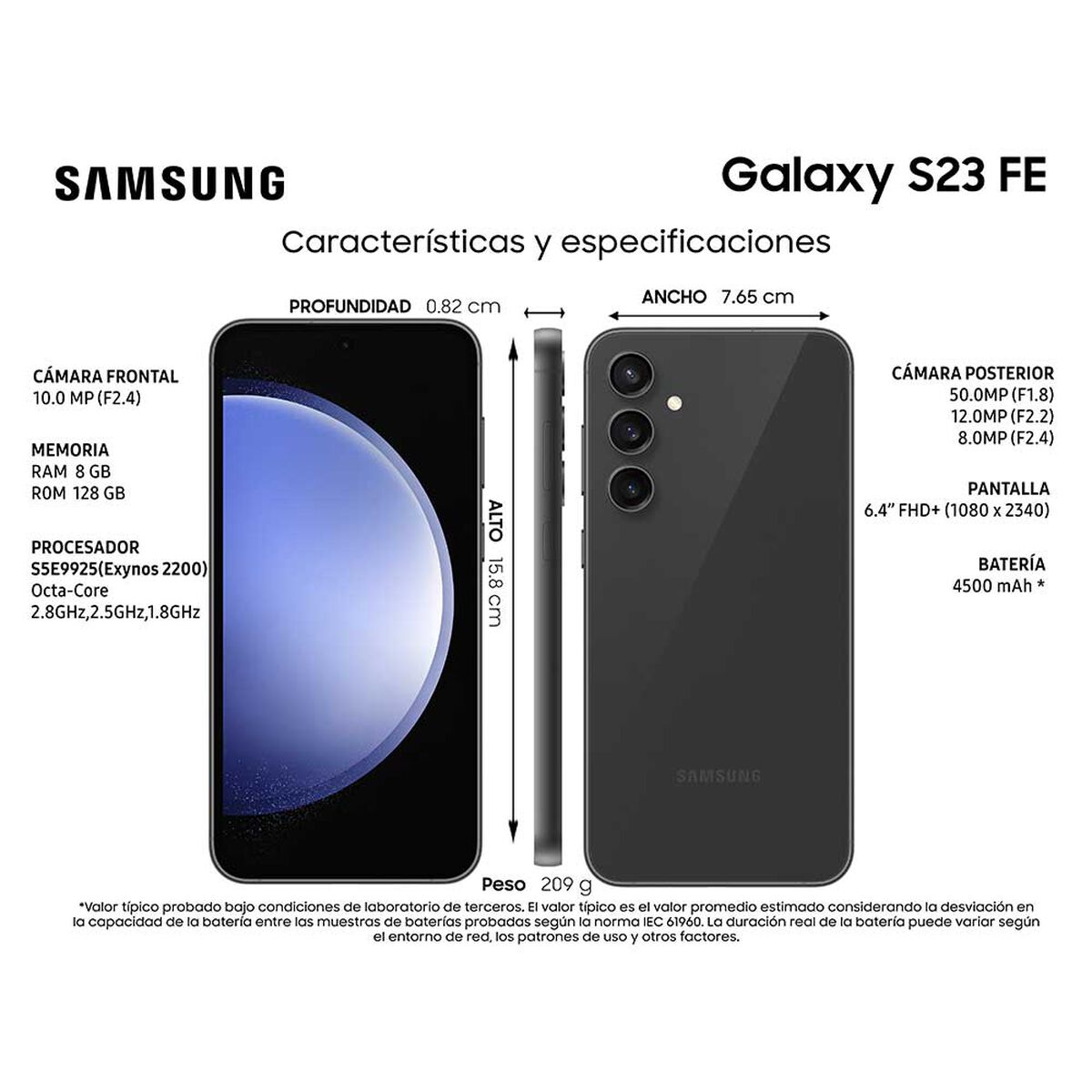 Celular Samsung Galaxy S23FE 128GB 6,4" Graphite Liberado