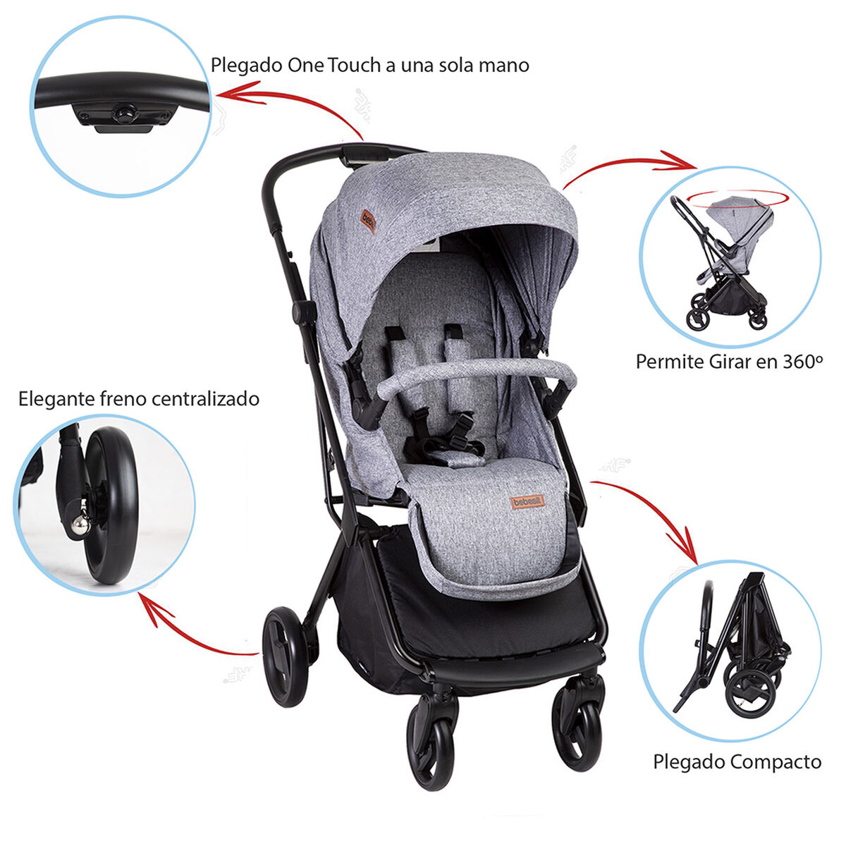 Coche Travel System  360 swift Gris