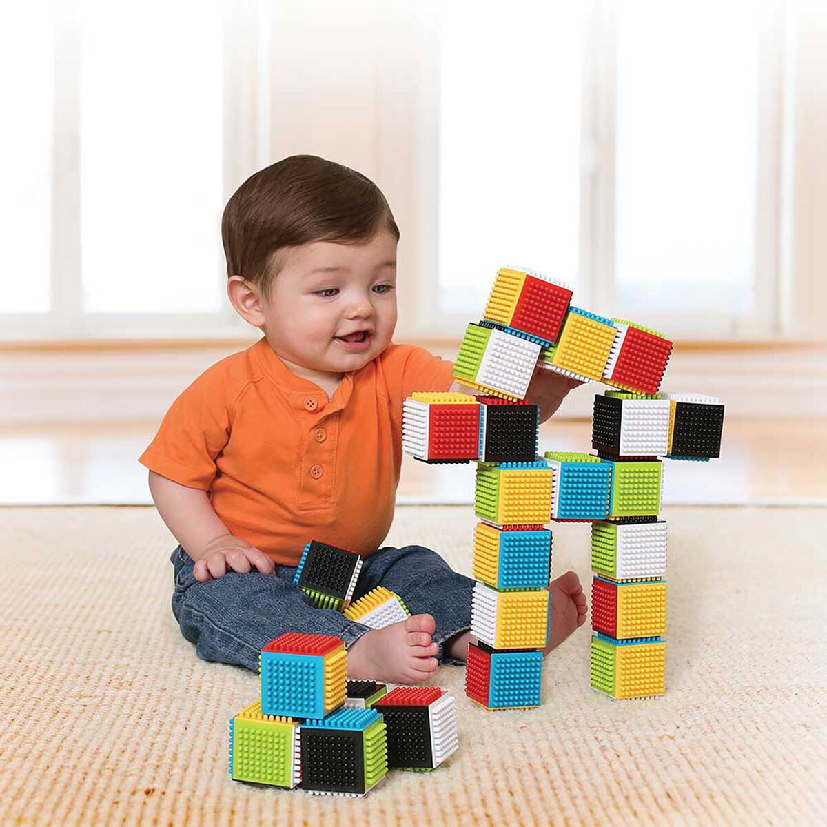 Juguete de Estimulacion Bebe Blocks de Construccion Infantino