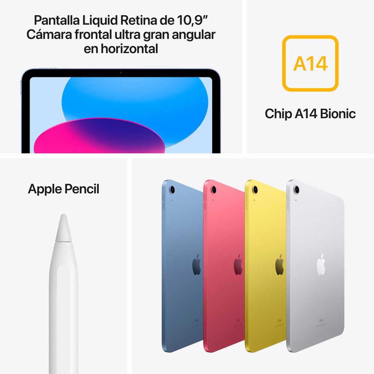 Tablet Apple iPad Chip A14 Bionic 256GB 10,9" Plata