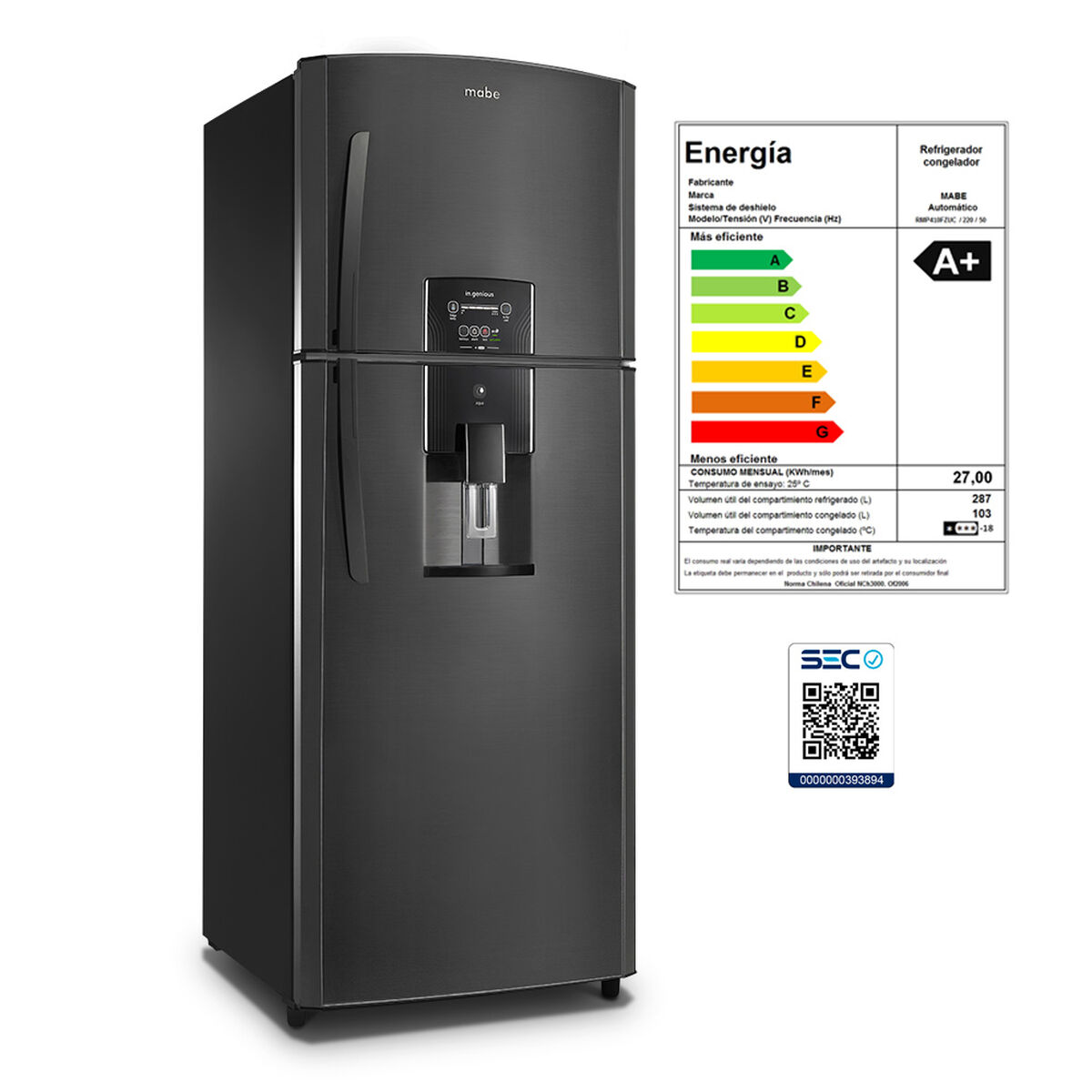 Refrigerador No Frost Mabe RMP410FZUC 390 lts