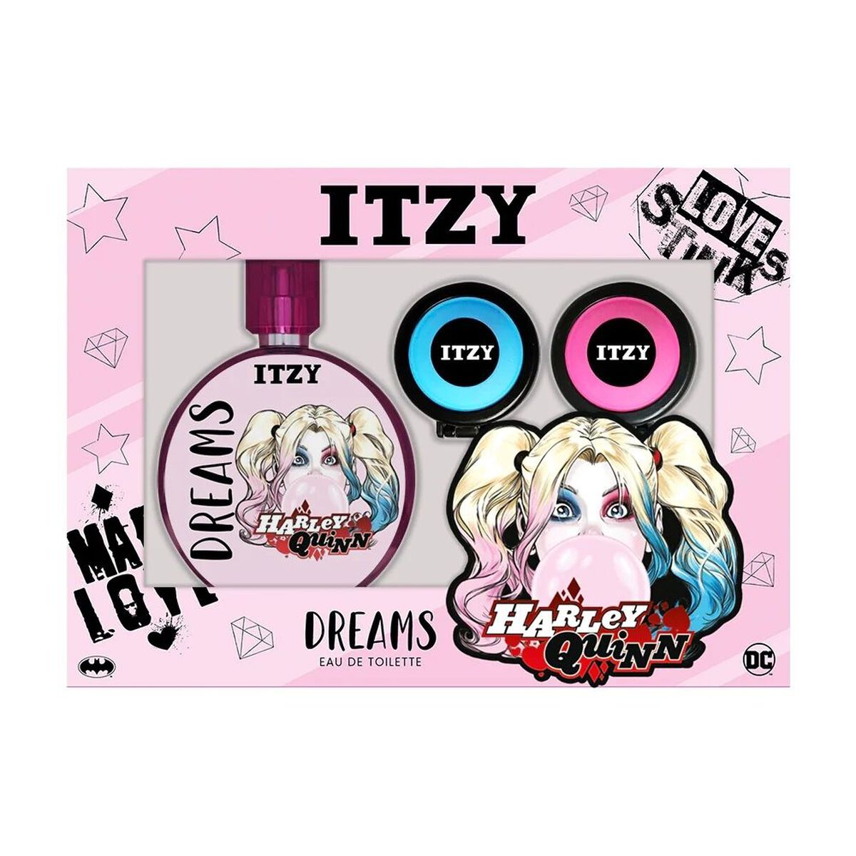 Set Perfume Itzy Dreams Harley Quinn EDT + Tizas