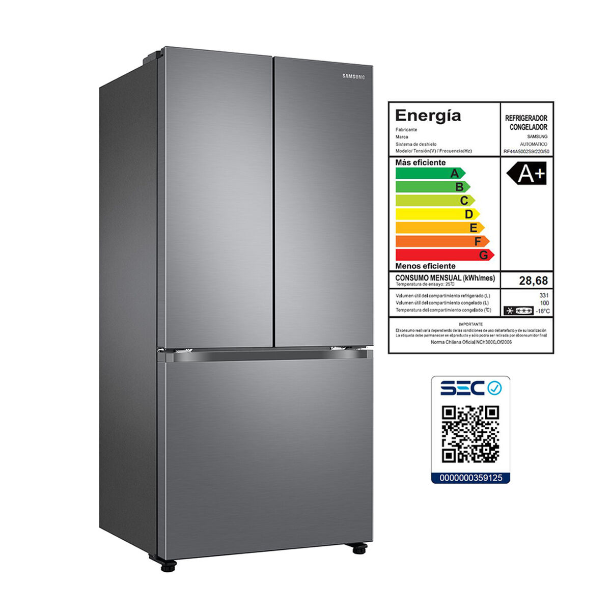 Refrigerador Side By Side Samsung RF44A5002S9 431 lts.