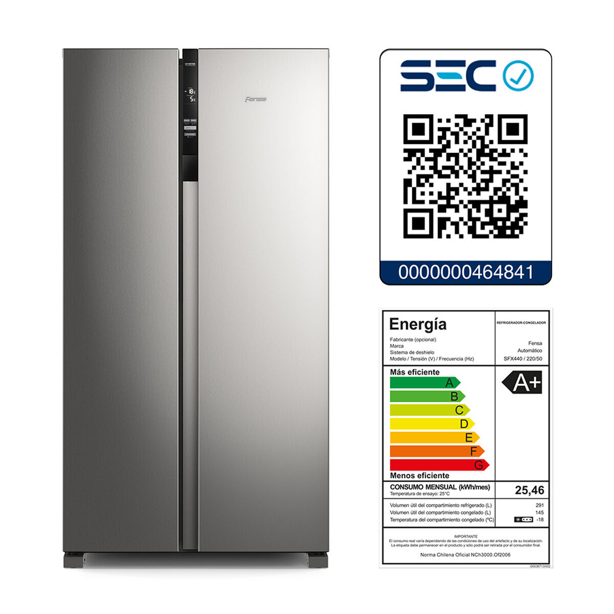 Refrigerador Side by side Fensa SFX440 436 lts.