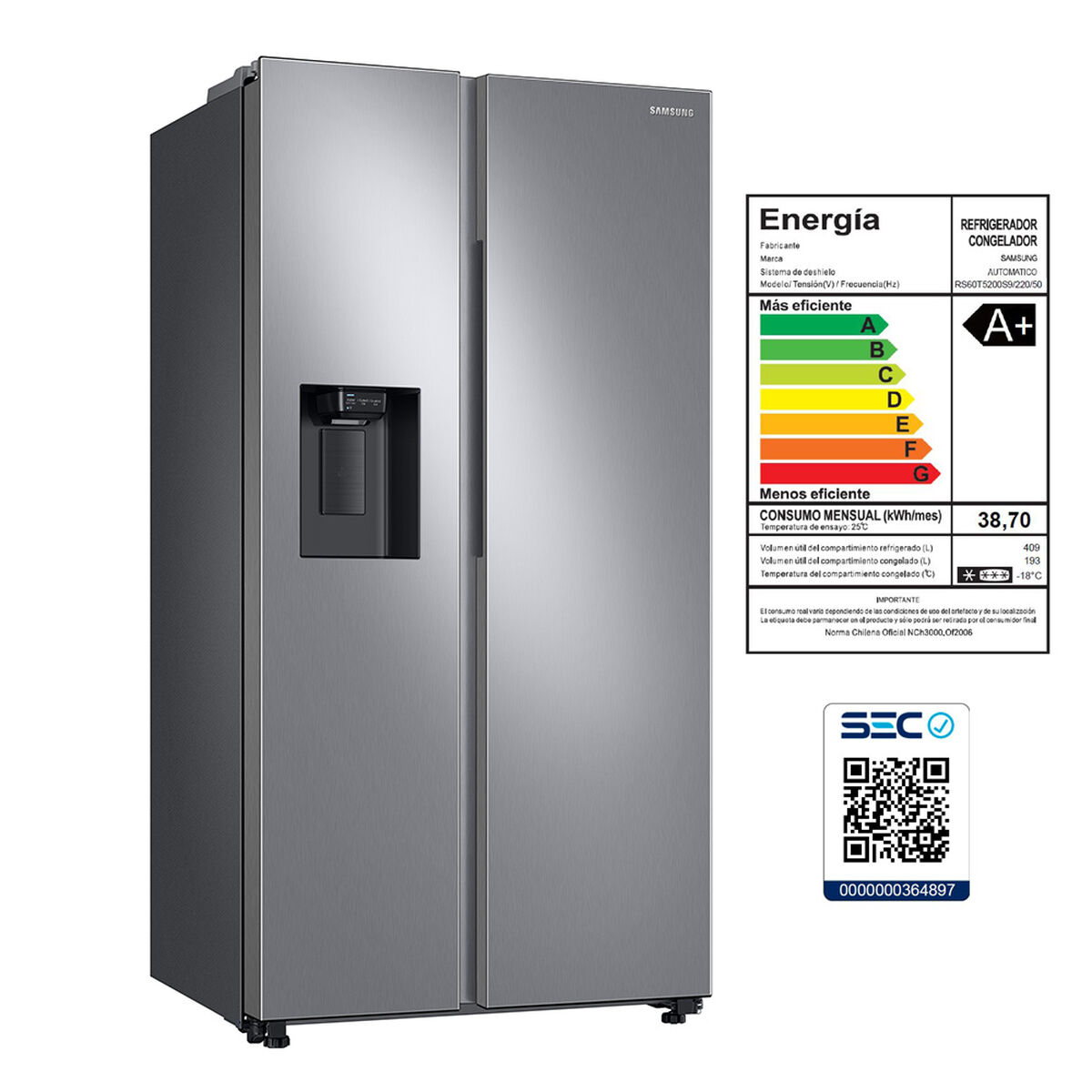 Refrigerador Side By Side Samsung RS60T5200S9/ZS 602 lts.