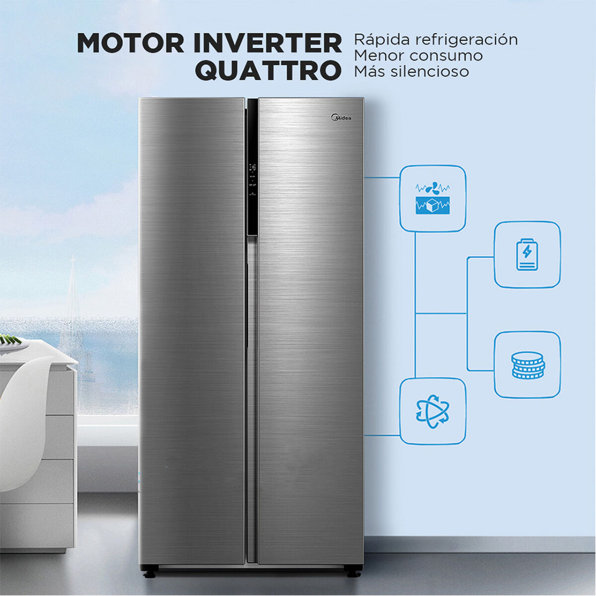 Refrigerador Side by Side Midea MDRS619FGE46 432 lts