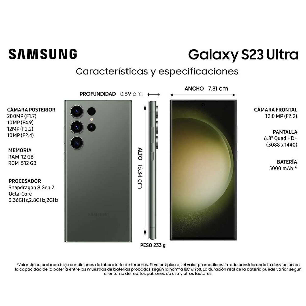 Celular Samsung Galaxy S23 Ultra 512GB 6,8" Green Liberado