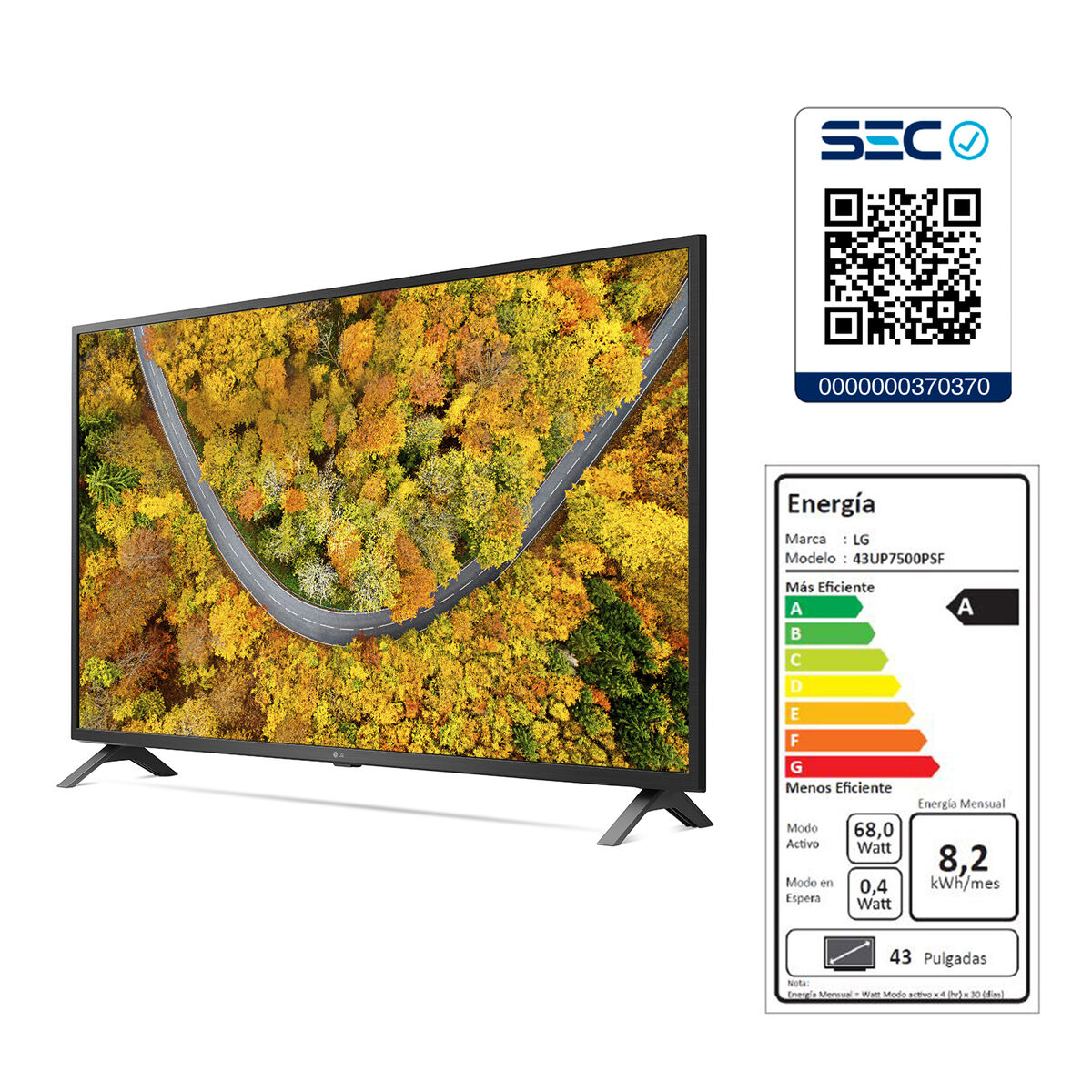 LED 43" LG 43UP7500PSB Smart TV 4K UHD 2021