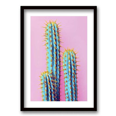 Cuadro Decorativo Retela Cactus Neón 40 x 30 cm