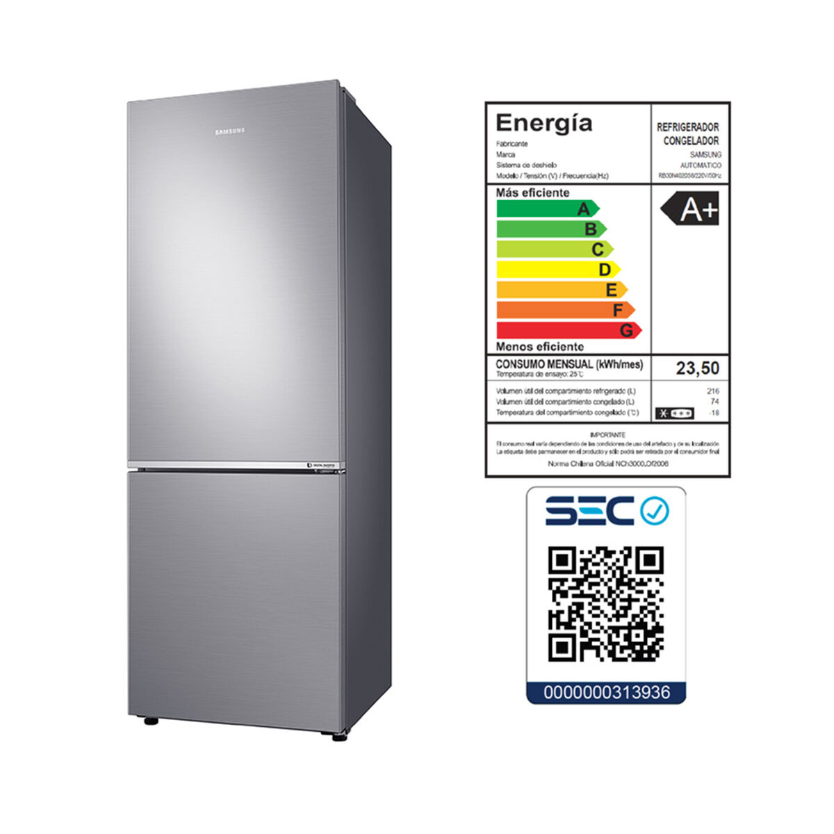 Refrigerador No Frost Samsung RB30N4020S8/ZS 290 lts