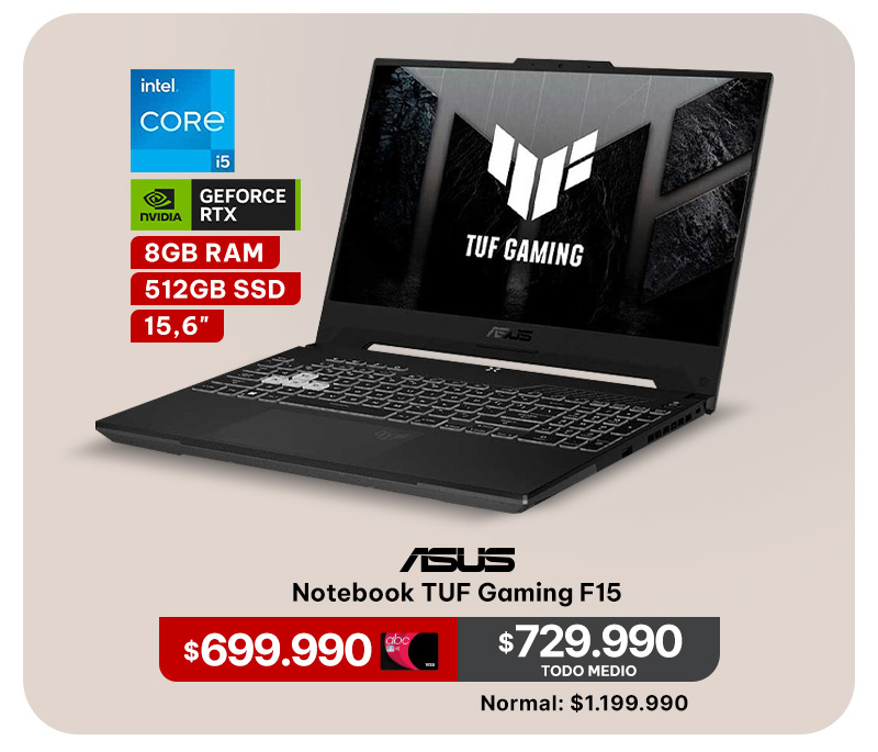 Notebook Gamer Asus TUF Gaming F15 FX507ZC4-HN056W Core i5 8GB 512GB SSD 15,6
